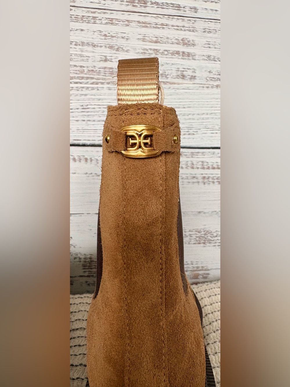 Sam Edelman Laguna Weatherproof Chelsea Boots Womens 7.5 Tan Suede Lug Sole NWOB - Picture 9 of 15